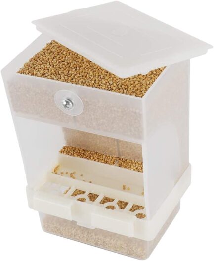 FinYii No-Mess Automatic Bird Feeder - Parrot Feeder Cage Accessories Supplies for Parakeet Canary Cockatiel Finch