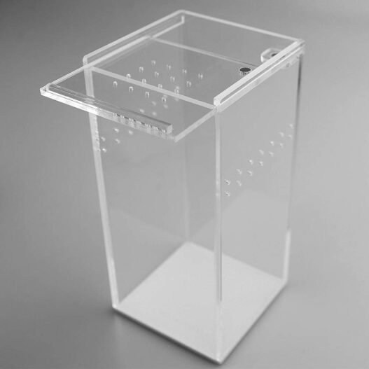 REMASIKO Magnetic Acrylic Reptile Cage 3"x3"x6" Nano Tall Enclosure Transparent Reptile Breeding Box Terrarium Tank Tarantula Scorpion Sling Isopods Invertebrates Insect Mantis