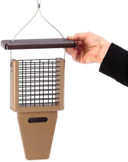 Birds Choice SNTPB Bird Single-Cake Tail-Prop Suet Feeder with Brown Top