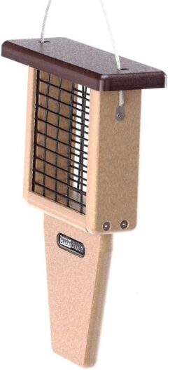 Birds Choice SNTPB Bird Single-Cake Tail-Prop Suet Feeder with Brown Top
