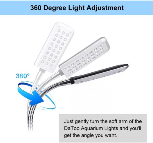 DaToo Aquarium Light Small LED Clip Light for Fish Tank, 1 Yr Warranty
