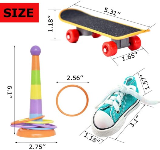 BWOGUE Bird Training Toys Mini Sneaker Skateboard Intelligence Training Rings Toy Parrot Foot Toys Bird Foraging Toys for Parakeet Cockatiel Conure Budgie African Grey Cockatoo Amazon