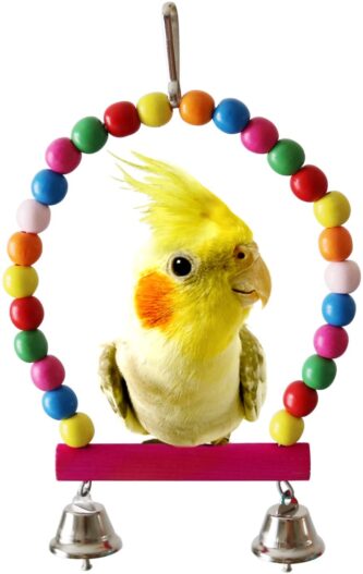 BWOGUE 5pcs Bird Parrot Toys Hanging Bell Pet Bird Cage Hammock Swing Toy Hanging Toy for Small Parakeets Cockatiels, Conures, Macaws, Parrots, Love Birds, Finches