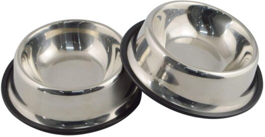 Mlife Stainless Steel Dog Bowl with Rubber Base for Small/Medium/Large Dogs, Pets Feeder Bowl and Water Bowl Perfect Choice (Set of 2)