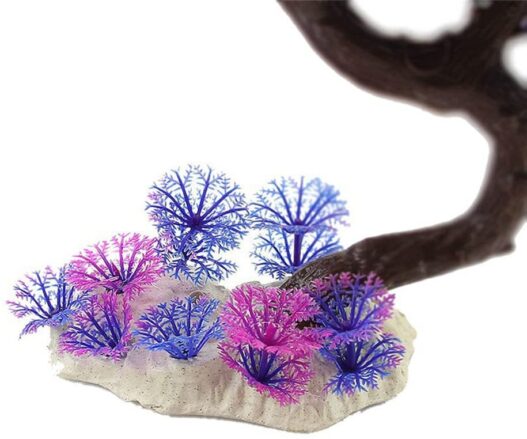 Aquarium Plant Plastic Fish Tank Plant Decorative Artificial Underwater Grass, Blue Purple
