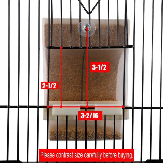 FinYii 2-Pack No-Mess Automatic Bird Feeder - Parrot Feeder Cage Accessories Supplies for Parakeet Canary Cockatiel Finch