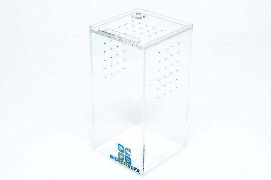 BioactiveFX 0.23 Gallon Magnetic Acrylic 3x3x6 Inch Mini Nano Tall Enclosure Reptile Terrarium Cage Tank Tarantula Scorpion Sling Isopods Lizards Invertebrates Insects Mantis Snake Gecko Frog