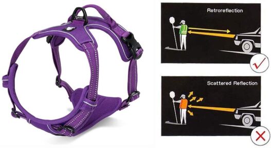 juxzh Truelove Soft Front Dog Harness .Best Reflective No Pull Harness with Handle and 2 Leash Attachments