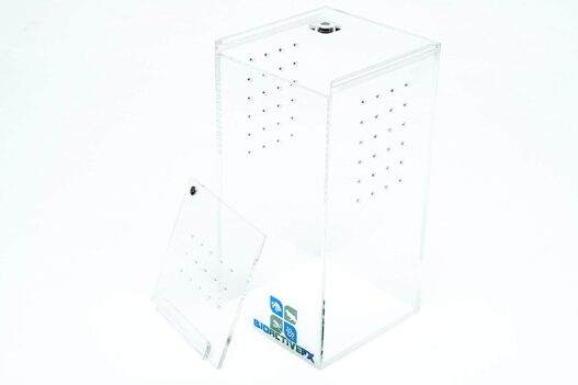 BioactiveFX 0.23 Gallon Magnetic Acrylic 3x3x6 Inch Mini Nano Tall Enclosure Reptile Terrarium Cage Tank Tarantula Scorpion Sling Isopods Lizards Invertebrates Insects Mantis Snake Gecko Frog