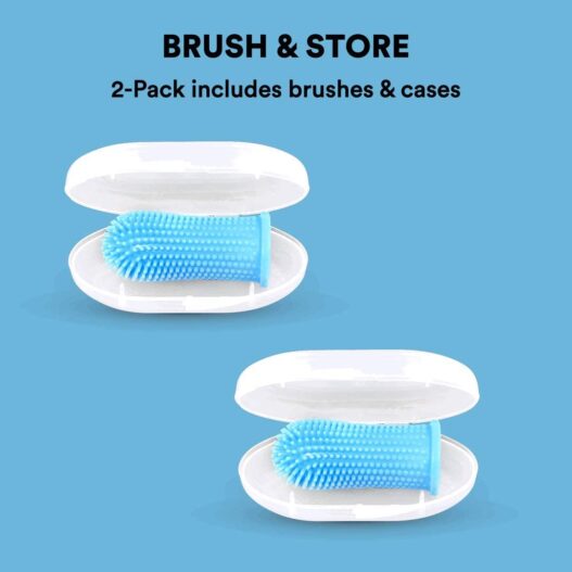 Barkley's 360º Dog Fingerbrush Toothbrush - Ergonomic Design - Full Surround Bristles for Easy Cleaning