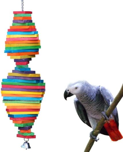 KINTOR Bird Chewing Toy Large Medium Parrot Cage Bite Toys African Grey Macaws Cockatoos Eclectus Amazon