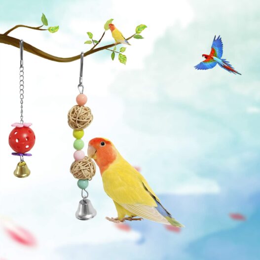 E-KOMG 13 Packs Bird Swing Toys,Parrot Chewing Hanging Perches with Bell,Pet Birds Cage Toys Suitable for Small Parakeets,Love Birds,Cockatiels,Macaws,Finches