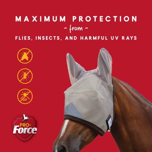 Pro-Force Equine Fly Mask | Horse Fly Mask with UV Protection | Adjustable Fit for Comfort | With Ears