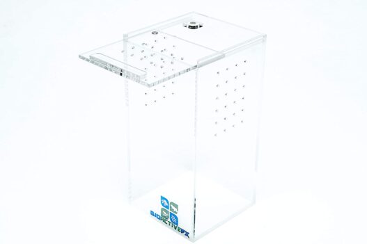 BioactiveFX 0.23 Gallon Magnetic Acrylic 3x3x6 Inch Mini Nano Tall Enclosure Reptile Terrarium Cage Tank Tarantula Scorpion Sling Isopods Lizards Invertebrates Insects Mantis Snake Gecko Frog