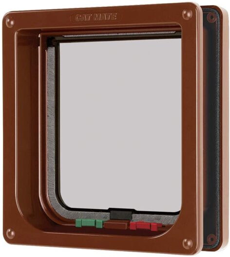 Ani Mate Cat Mate 4 Way Locking Cat Flap with Door Liner, Brown