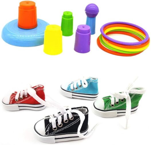BWOGUE Bird Training Toys Mini Sneaker Skateboard Intelligence Training Rings Toy Parrot Foot Toys Bird Foraging Toys for Parakeet Cockatiel Conure Budgie African Grey Cockatoo Amazon