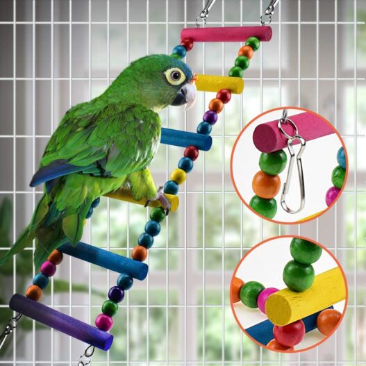 KATUMO 6 pcs Bird Parrot Toys, Bird Swing Toy Colorful Chewing Hanging Hammock Swing Bell Pet Climbing Ladders Toys Bird Toys for Parrots, Parakeet, Conure, Cockatiel, Mynah, Love Birds