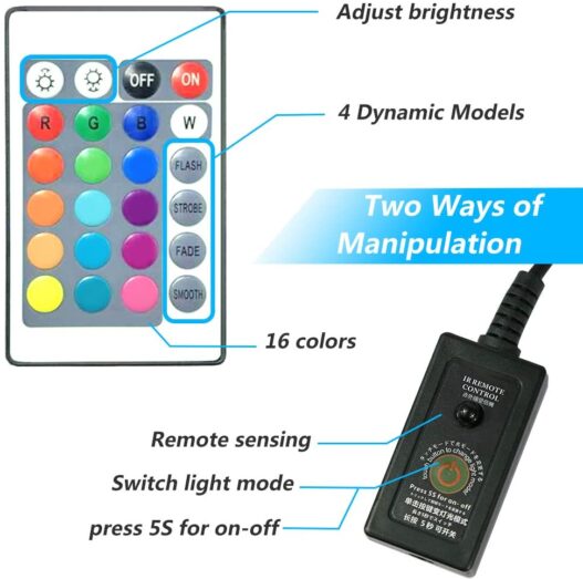 MingDak LED Aquarium Light, Wireless Remote Control Fish Tank Light,RGB Colored Changing,Brightness Adjustable,Underwater Submersible LED Light