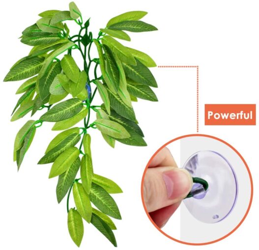 KATUMO Reptile Plants, Amphibian Hanging Plants with Suction Cup for Lizards, Geckos, Bearded Dragons, Snake, Hermit Crab Tank Pets Habitat Decorations