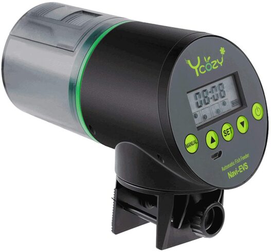 Ycozy 2nd Automatic Fish Feeder Intelligent Fish/Turtle/Goldfish Feeder for Aquarium & Fish Tank | 4 Times & 1-3 Turns | Intelligent Timer Fish Food Dispenser for Trips, Weekend & Vacation | Navi-EVS
