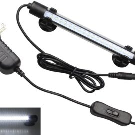 MingDak LED Aquarium Light, Fish Tank Light Under Water Light Submersible Crystal Glass Lights White Light/Blue Light