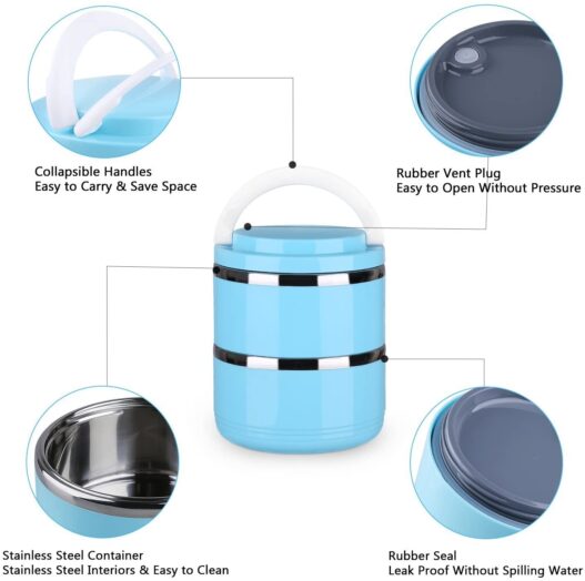 YOUTHINK Travel Dog Bowl Stainless Steel Fit Water and Feed Bowl Portable Spill Proof Pet Bows Multiple Layers Pet Water Food Storage Container with Handle for Dog Cats Outdoor Traveling …