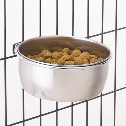 Mrli Pet Food & Water Bird Cup with Clamp Holder Stainless Steel Coop Cup Feeding Dish Feeder for Parrot Macaw African Greys Budgies Parakeet Cockatiels Conure Lovebird Finch Small Animal Cage Bowl