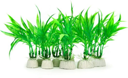 Comsun 10 Pack Artificial Aquarium Plants, Small Size 4 inch Approximate Height Fish Tank Decorations Home Décor Plastic Green