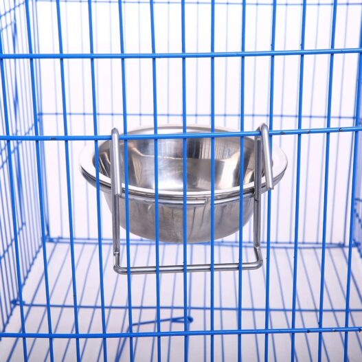 QBLEEV Birdcage Bird Feeder Birds Bowls for Cage Parakeet Food Dish Parrot Feeders Water Bowls Stainless Steel Dishes Coop Cups with Wire Hook for Small Animals Finches Lovebirds[1 Pack]