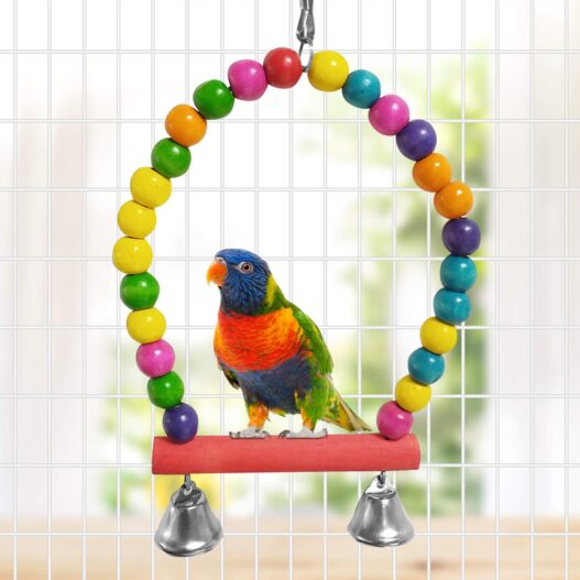 E-KOMG 13 Packs Bird Swing Toys,Parrot Chewing Hanging Perches with Bell,Pet Birds Cage Toys Suitable for Small Parakeets,Love Birds,Cockatiels,Macaws,Finches