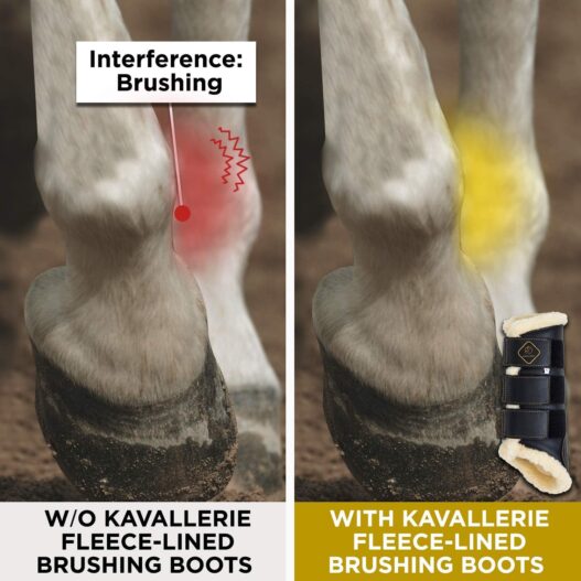 Kavallerie Dressage Horses Boots: Fleece-Lined Faux Leather Woof Brushing Boots for Training, Jumping, Riding, Eventing - Quick Wear for Breathable, Lightweight & Impact-Absorbing Wrap
