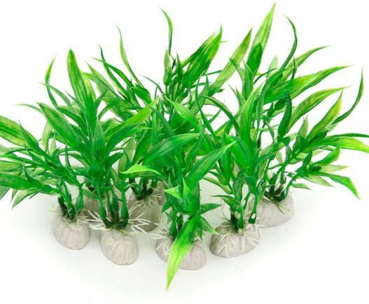 Comsun 10 Pack Artificial Aquarium Plants, Small Size 4 inch Approximate Height Fish Tank Decorations Home Décor Plastic Green
