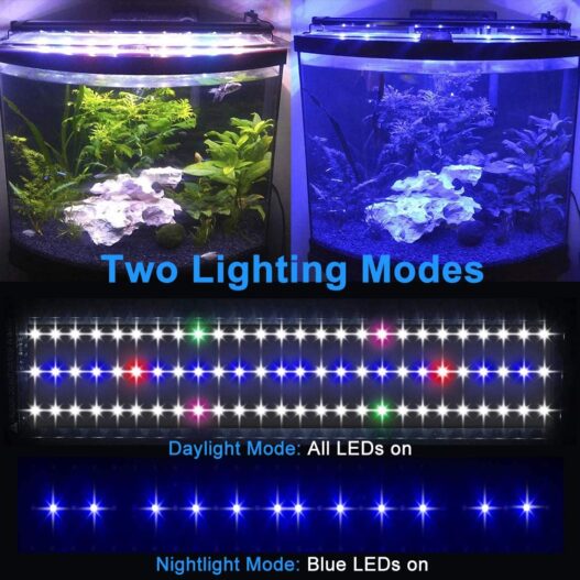 MingDak Full Spectrum LED Aquarium Light,Fish Tank Light with Aluminum Housing Extendable Brackets,White Blue Red Green LEDs for Freshwater Plants,18 to 24-inch,6500K