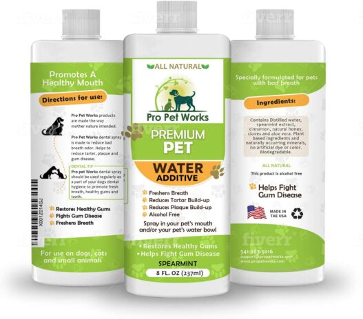 Premium Pet Dental Water Additive for Dogs Cats & Small Animals-Dog Dental Care for Bad Pet Breath-Oral Mouth Care That Fights Tartar, Plaque and Gum Disease- [17 oz] Dog Toothpaste Deodorizer(1btl)