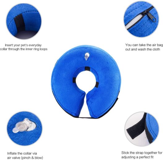 E-KOMG Dog Cone After Surgery, Protective Inflatable Collar, Blow Up Dog Collar, Pet Recovery Collar for Dogs and Cats Soft