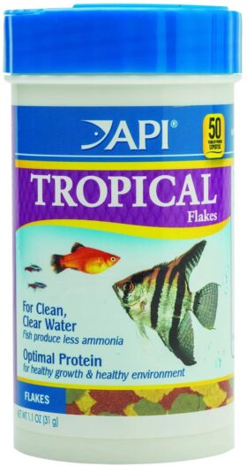API FISH FOOD FLAKES, Formulated to help fish more readily use nutrients which means less waste and clean, clear water, Feed up to twice a day as much as they'll eat in 5 minutes