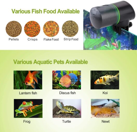 Ycozy 2nd Automatic Fish Feeder Intelligent Fish/Turtle/Goldfish Feeder for Aquarium & Fish Tank | 4 Times & 1-3 Turns | Intelligent Timer Fish Food Dispenser for Trips, Weekend & Vacation | Navi-EVS