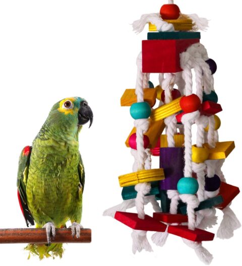 RYPET Bird Chewing Toy - Parrot Cage Bite Toys Wooden Block Bird Parrot Toys for Small and Medium Parrots and Birds