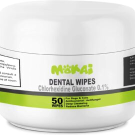 MOKAI Dental Wipes for Dogs and Cats | Pads with Chlorhexidine and Sodium Hexametaphosphate Remove Plaque Tartar Buildup Calculus and Bad Breath, Preventing Tooth Decay and Gingivitis