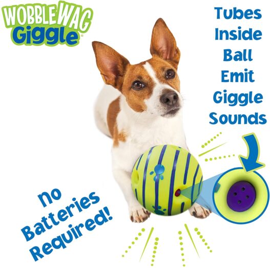 Wobble Wag Giggle Ball, Interactive Dog Toy, Fun Giggle Sounds When Rolled or Shaken, Pets Know Best, As Seen On TV