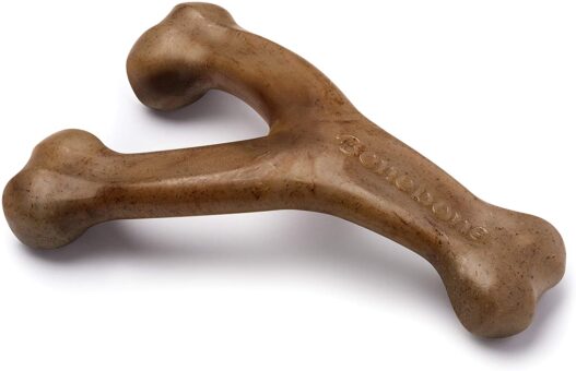 Benebone Real Bacon Durable Wishbone Dog Chew Toy for Aggressive Chewers, Made in USA