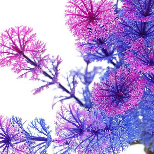 Aquarium Plant Plastic Fish Tank Plant Decorative Artificial Underwater Grass, Blue Purple