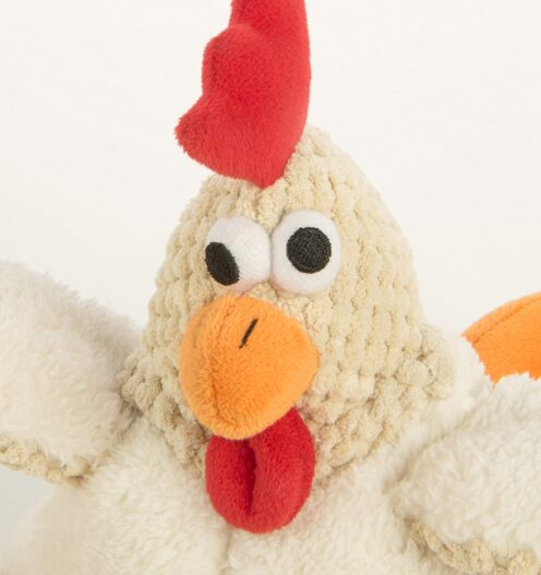 goDog Checkers Fat Rooster with Chew Guard Technology Tough Plush Dog Toy, White, Large (770882)