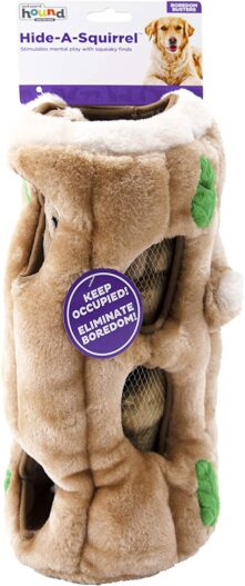 Outward Hound Hide-A-Squirrel Squeaky Puzzle Plush Dog Toy - Hide and Seek Activity for Dogs